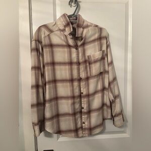 Hollister Cream and Brown Plaid